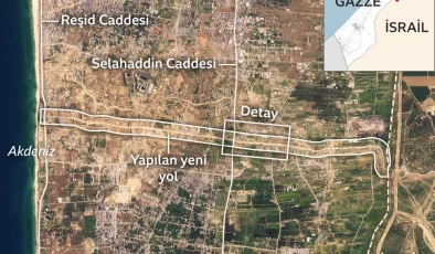Uydu fotoğrafları, İsrail’in Gazze’yi ikiye bölen bir yol inşa ettiğini gösteriyor